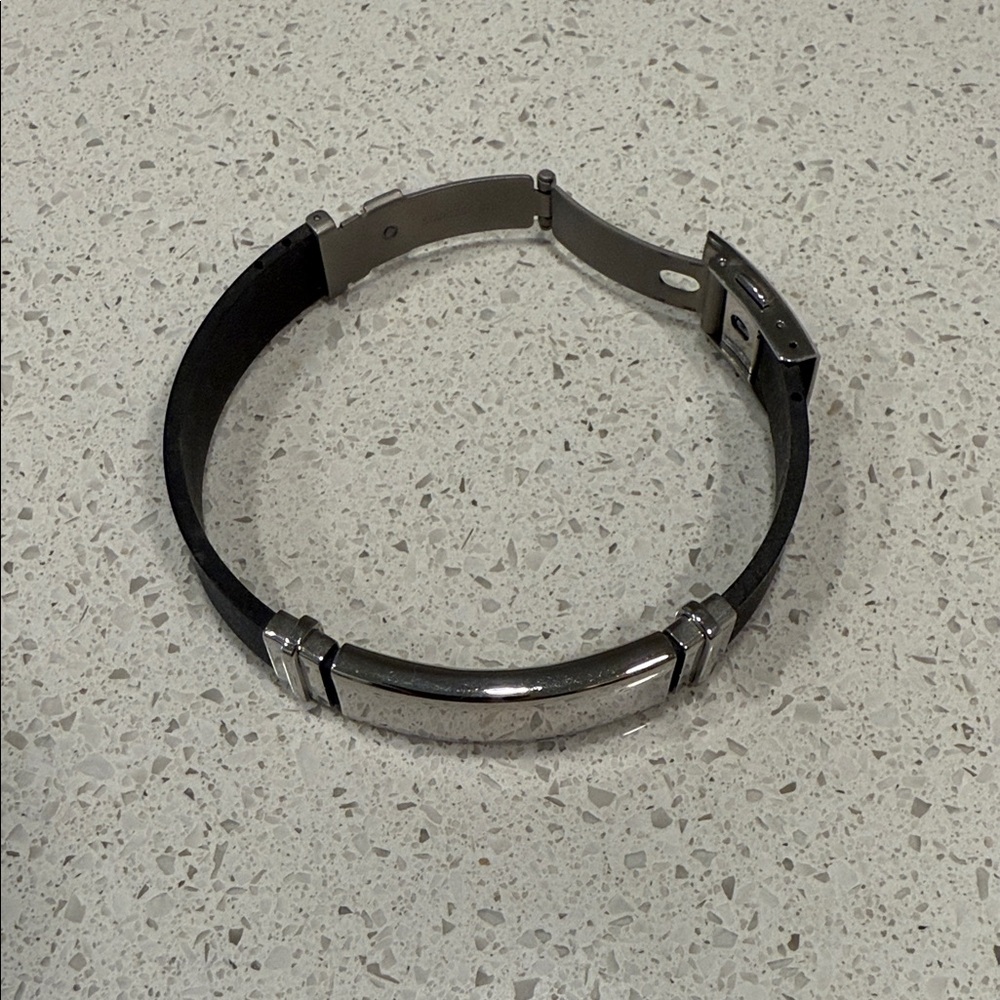 Men's Black and Silver Bracelet
